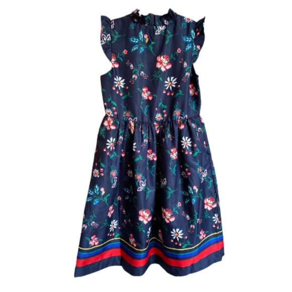 Janie and Jack Navy Floral Dress with Striped Border NWT Size 7 - Picture 9 of 9